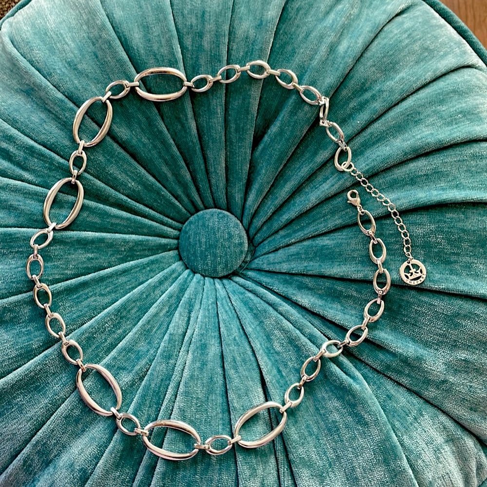 Trifari long collar necklace Silver tone